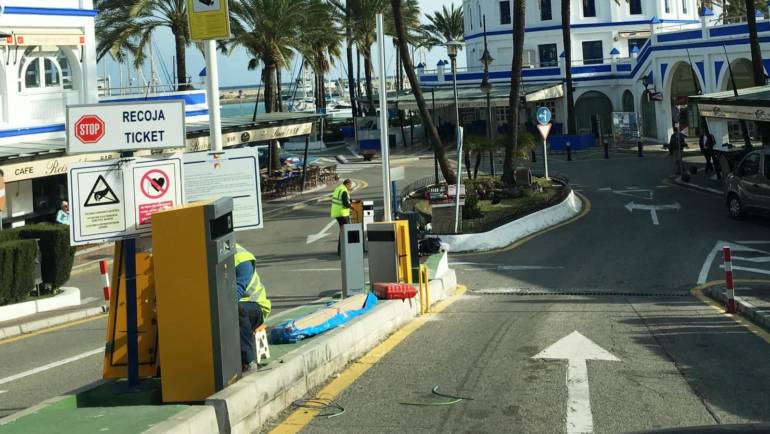 The Mediterranean marine renew machines in the car park of the Puerto Deportivo de Estepona